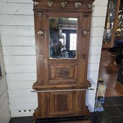 Old locker room or coat rack in walnut
