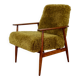 Armchair 'Lis', 1970s brown vintage khaki / olive long hair Rudy boucle design Henryk Lis - 2 pieces available