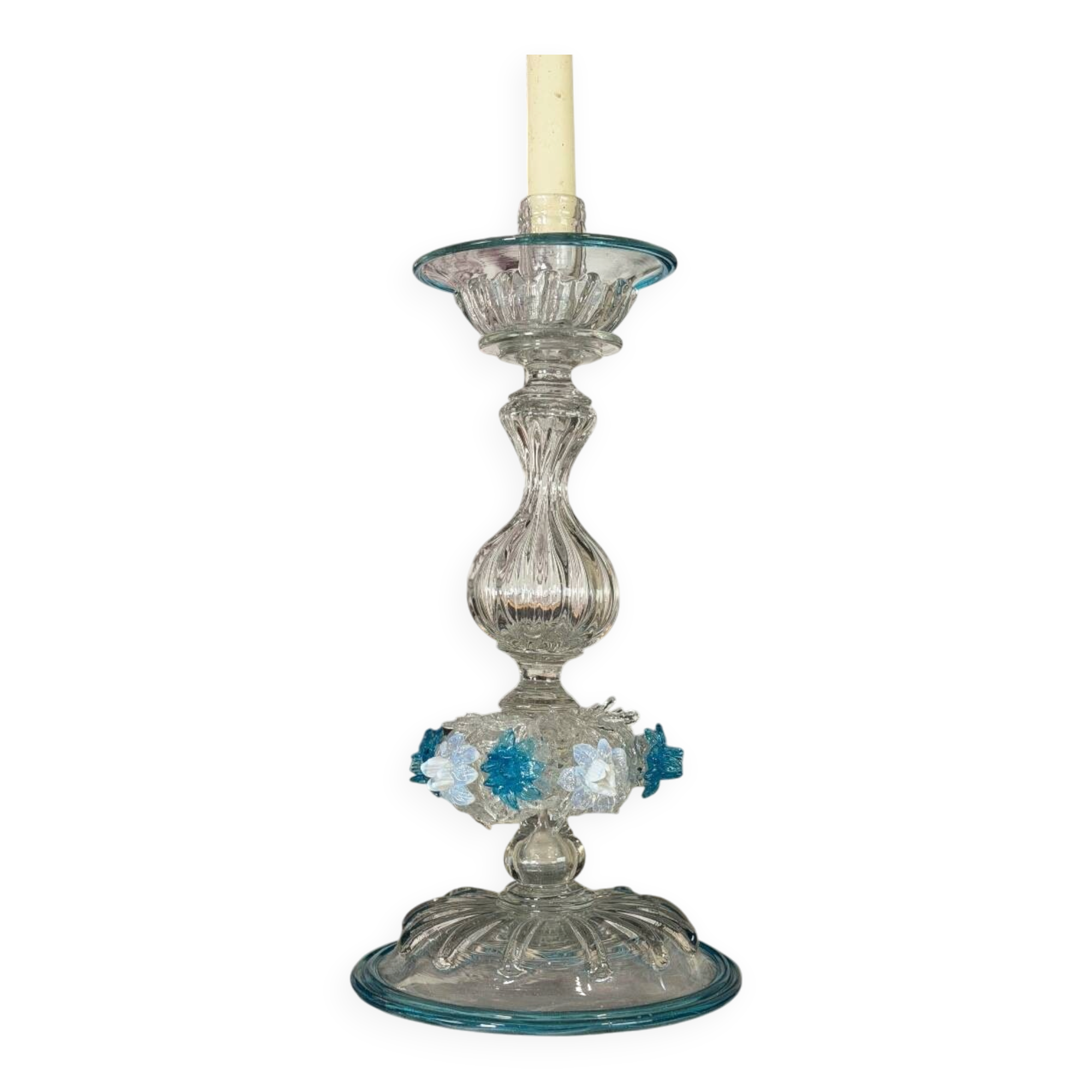 Venetian candlestick made of Murano glass, circa 1880