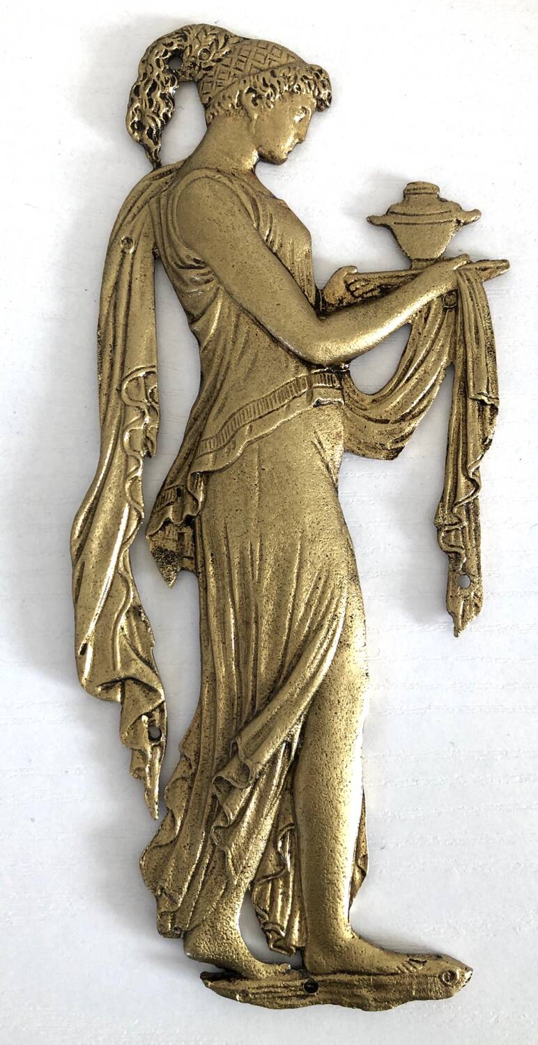 Pair of gilded bronze bas-reliefs of women