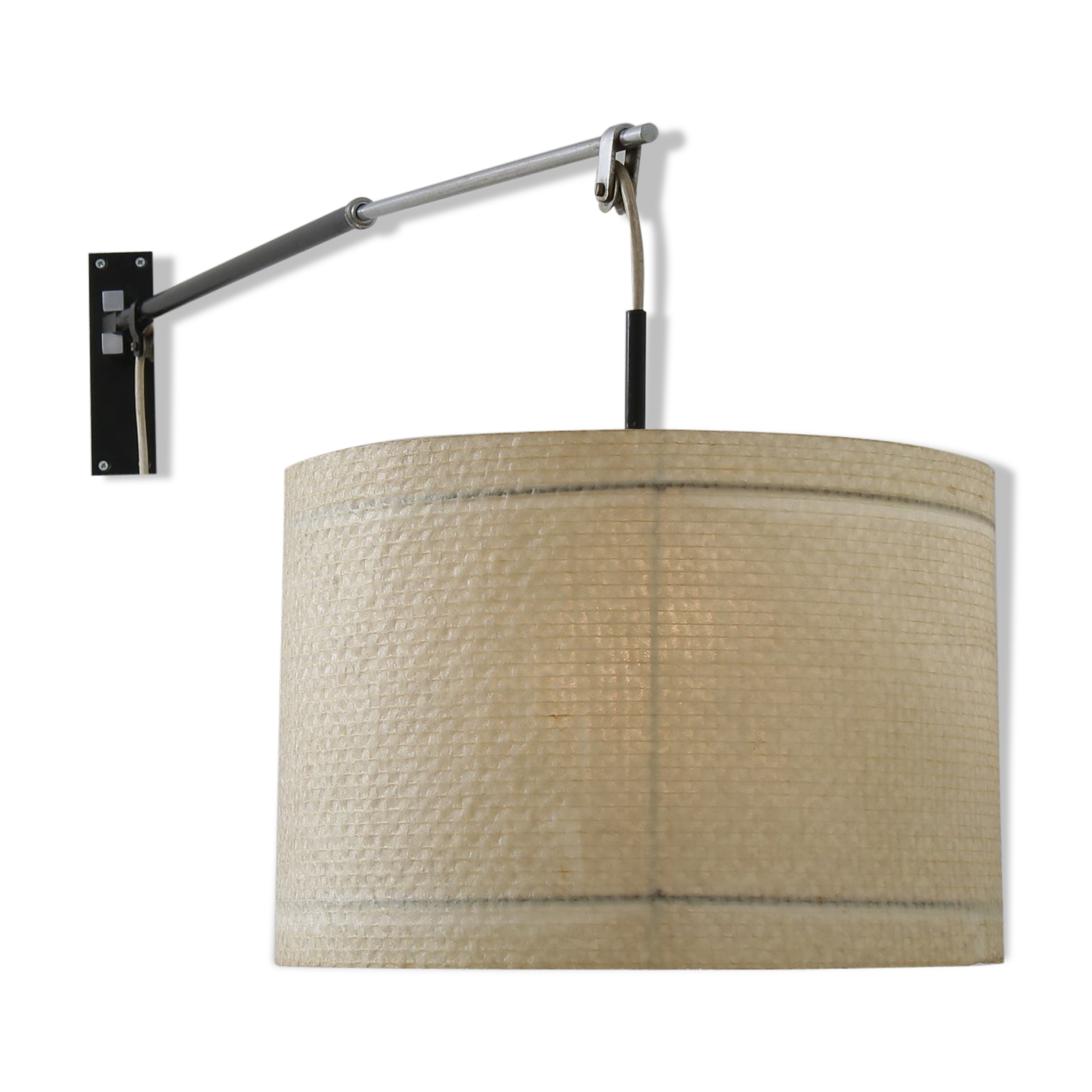 1950s extendible wall lamp with fiberglass shade, Italy