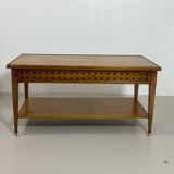Table basse vintage en chêne année 70