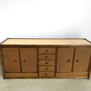 Vintage rattan and travertine sideboard, 1960s