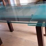 Cattelan Italia designer table – Tempered glass + extensions – Dark wood legs