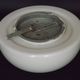 Vintage White Opaline Glass Dome Ceiling Light / Wall Light - Metal Base