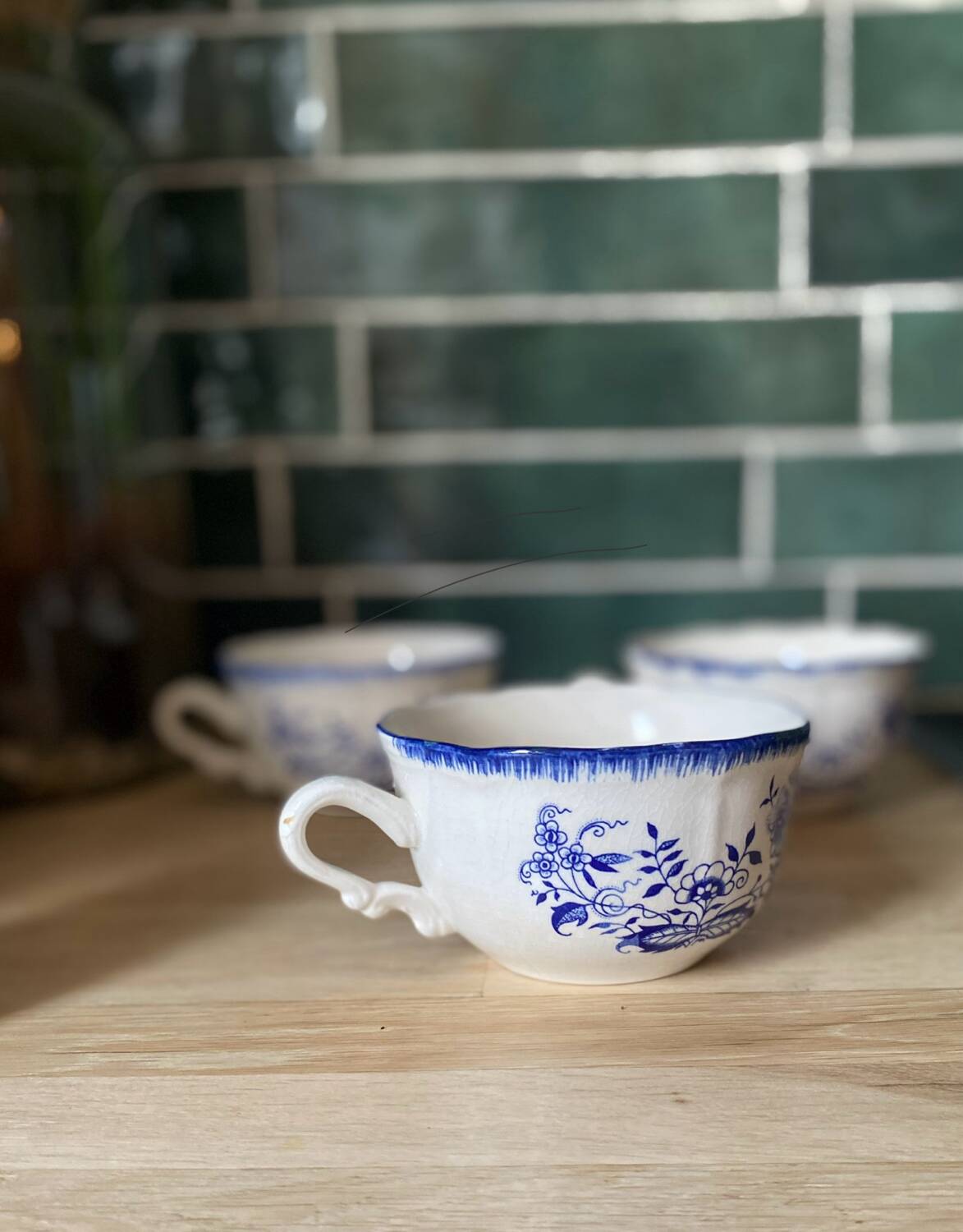 3 Sarreguemines earthenware lunches, Lancaster decor.