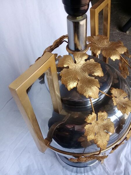 Chrome and gilded metal lamp ep 1970 hollywood regency / neoclassical