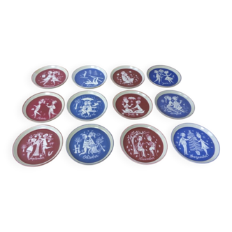 Porcelain Coasters by Raymond Peynet for Rosenthal Studio Line, 1960s, Set of 12