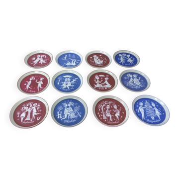 Porcelain Coasters by Raymond Peynet for Rosenthal Studio Line, 1960s, Set of 12