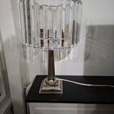 Table lamp with steel base and art deco tassel lampshade