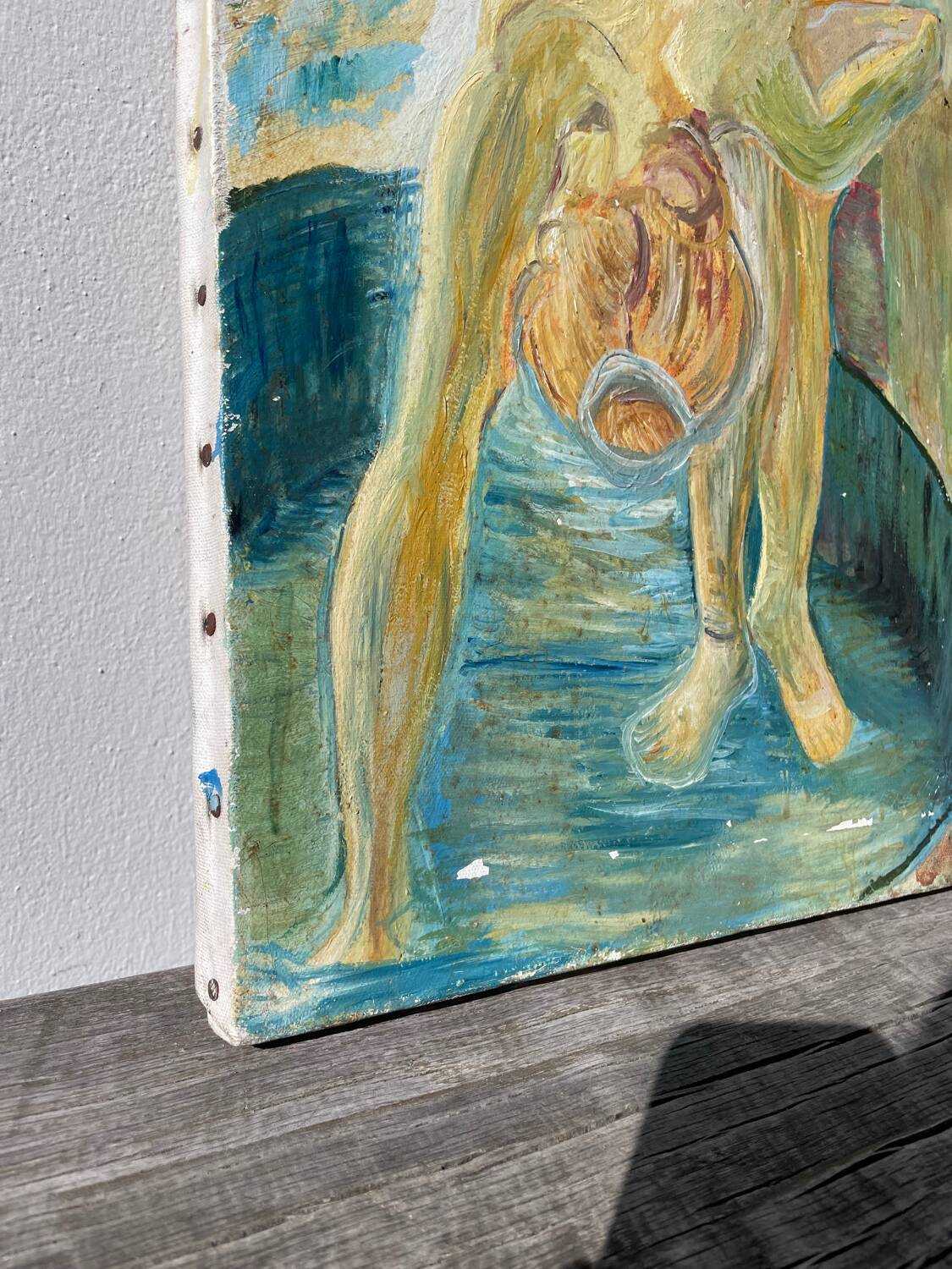 Tableau ancien huile sur toile nu féminin