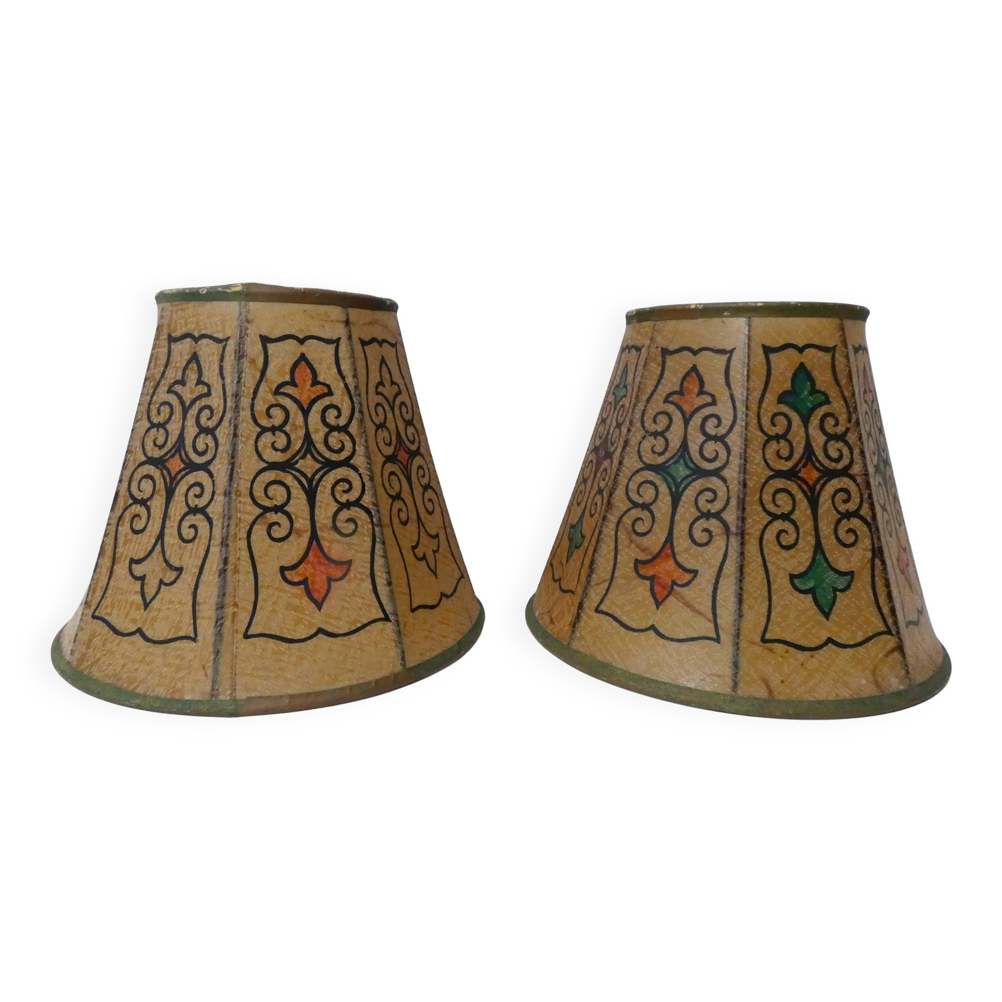 2 vintage leather clip lampshades