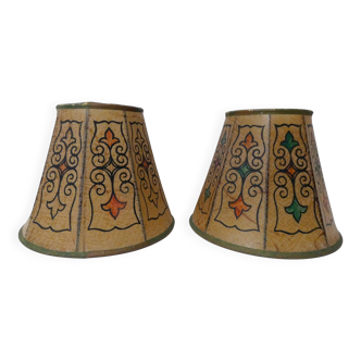 2 vintage leather clip lampshades