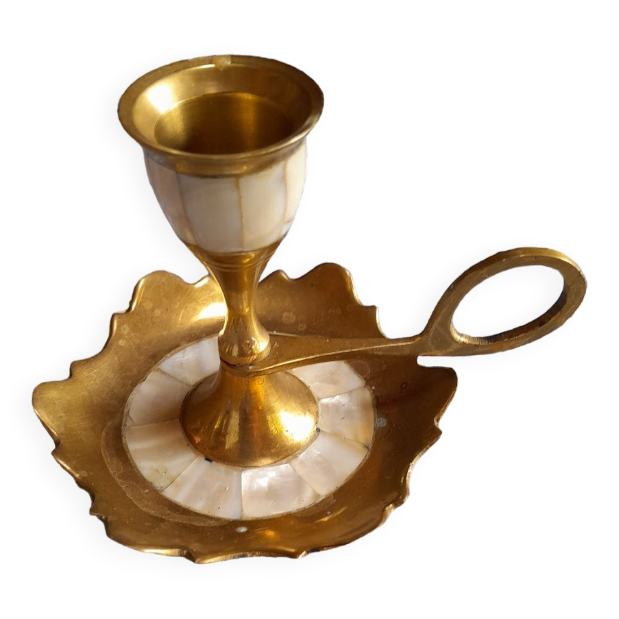 Mother-of-pearl brass candlesticks