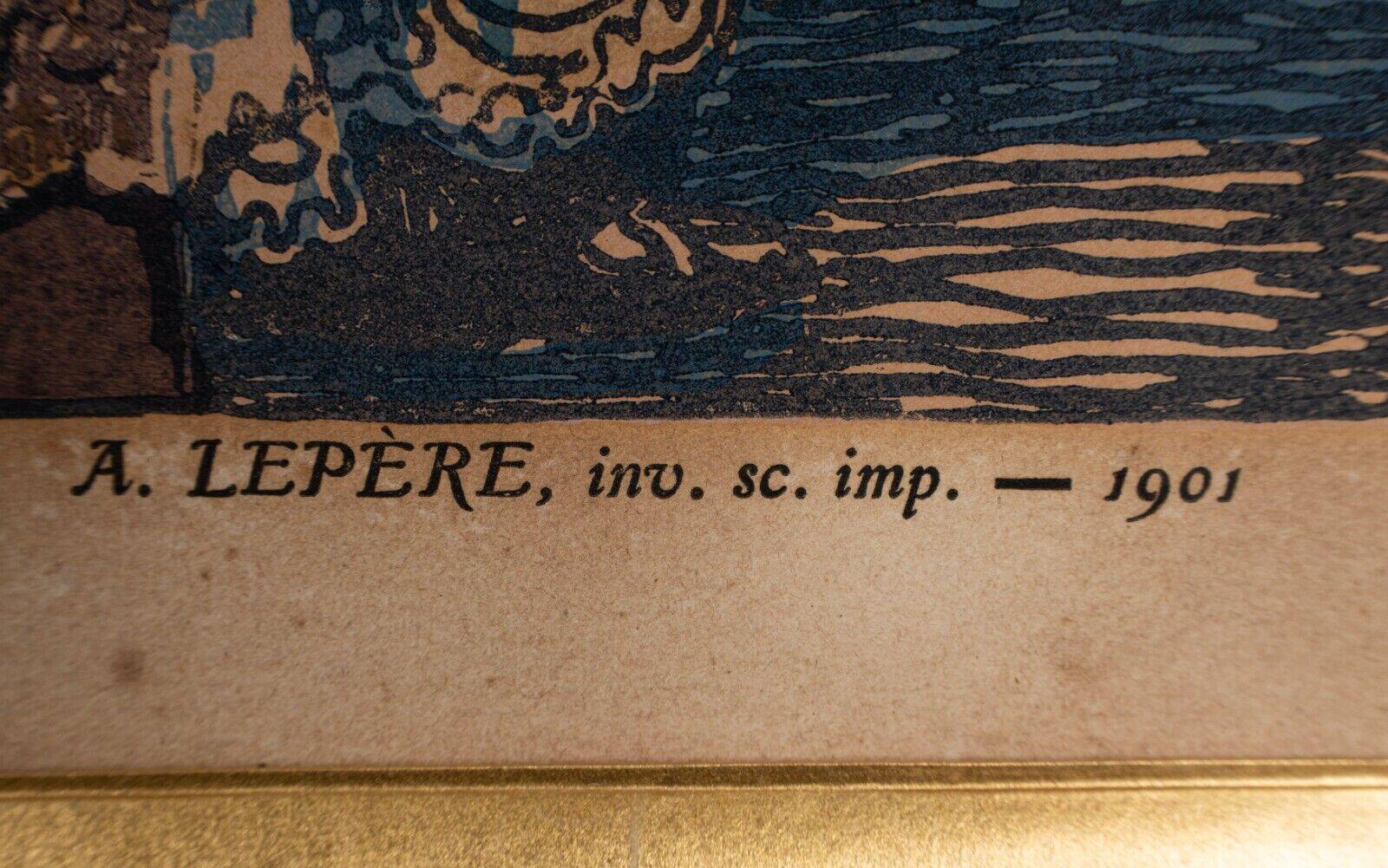 Engraving Auguste Lepère enhanced religious procession Nantes cathedral