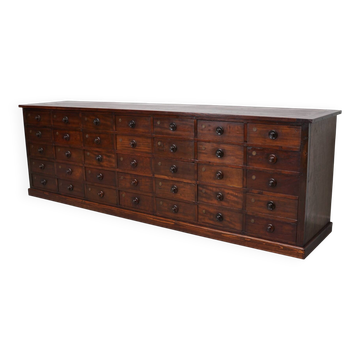 Very Large Antique Hardwood Apothecary Cabinet / Bank of Drawers, ca 1900