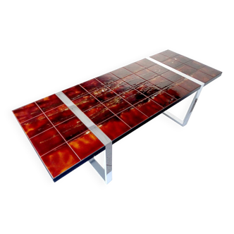 Large Chrome Ceramic Side Table