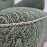 Fauteuil danois des années 1960, état d'origine, tissu d'ameublement, pieds en bois de hêtre.