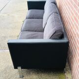 De sede black and grey sofa in leather and fabric