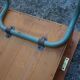 Folding school desk, wood and metal, vintage 50s