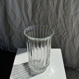 Vintage vase in ribbed glass, flower patterns and flared neck