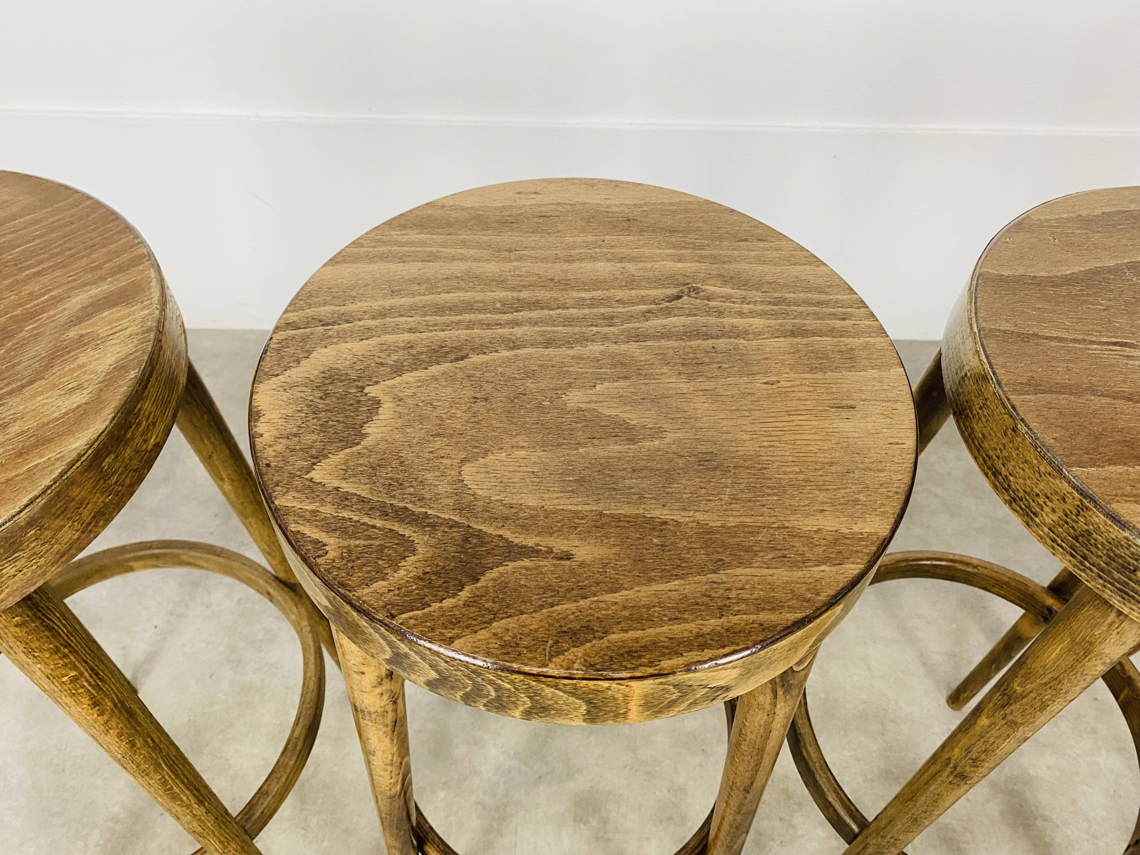 4 bar stools Baumann wood 60s bistro