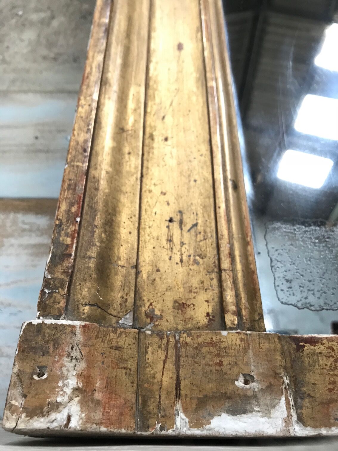 Golden rectangular mirror - 171x127cm