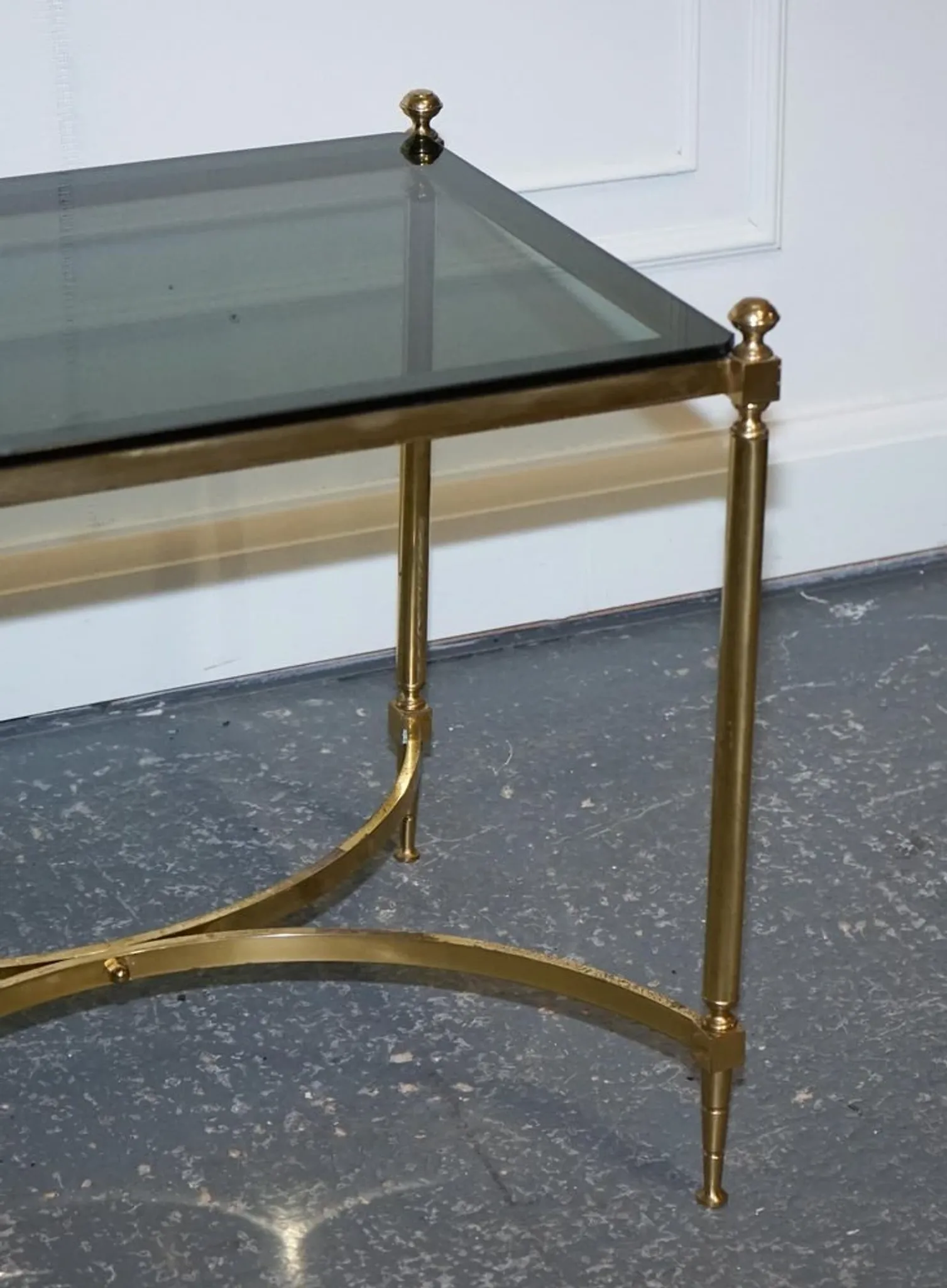 Hollywood Regency Coffee Table in Brass and Smoked Glass, France, 1960s