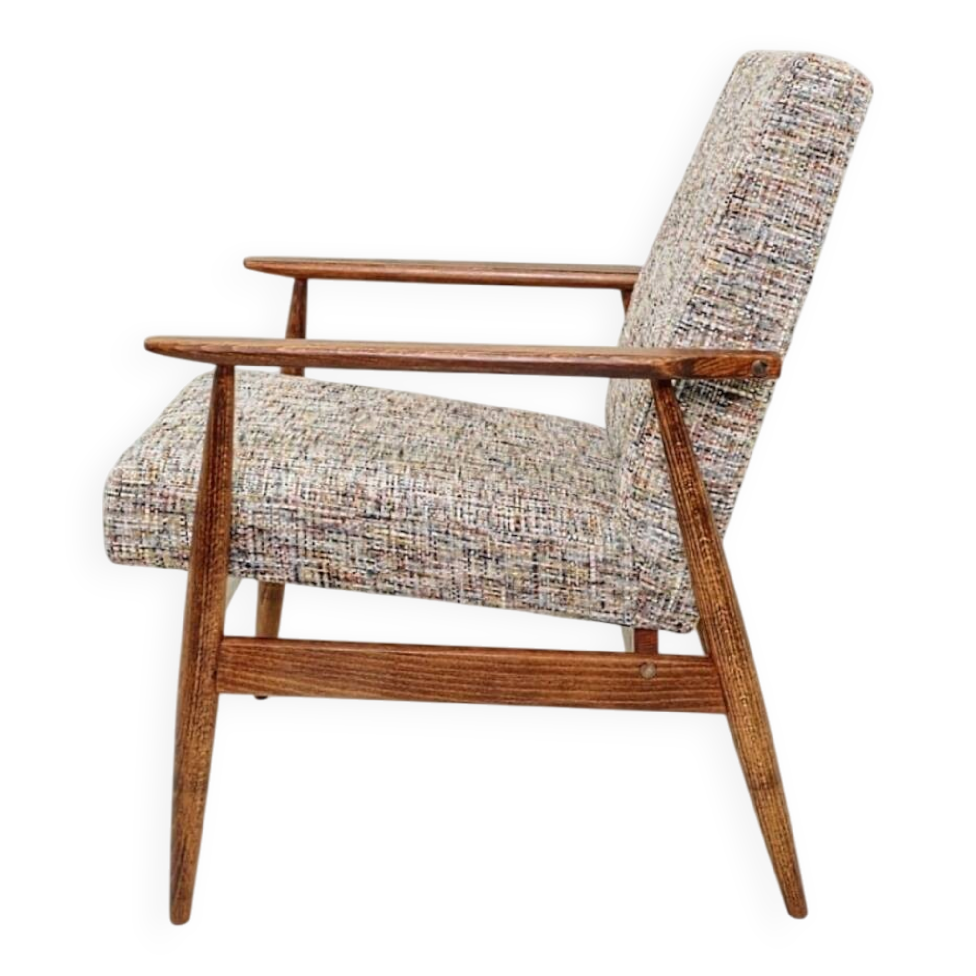 Lounge Chair Vintage Multicolor Fabric Mid Century Design, 1960