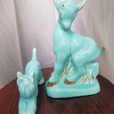 Pair of turquoise zoomorphic statuettes