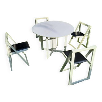1 TABLE AND 4 CHAIRS ALDO JACOBER FOR ALBERTO BAZZANI PIERANGELA D’ANIELO