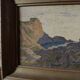 French vintage original oil painting on board, unsigned coastal mountain la
