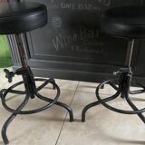 Set of 2 industrial workshop stools from the 60s and 70s