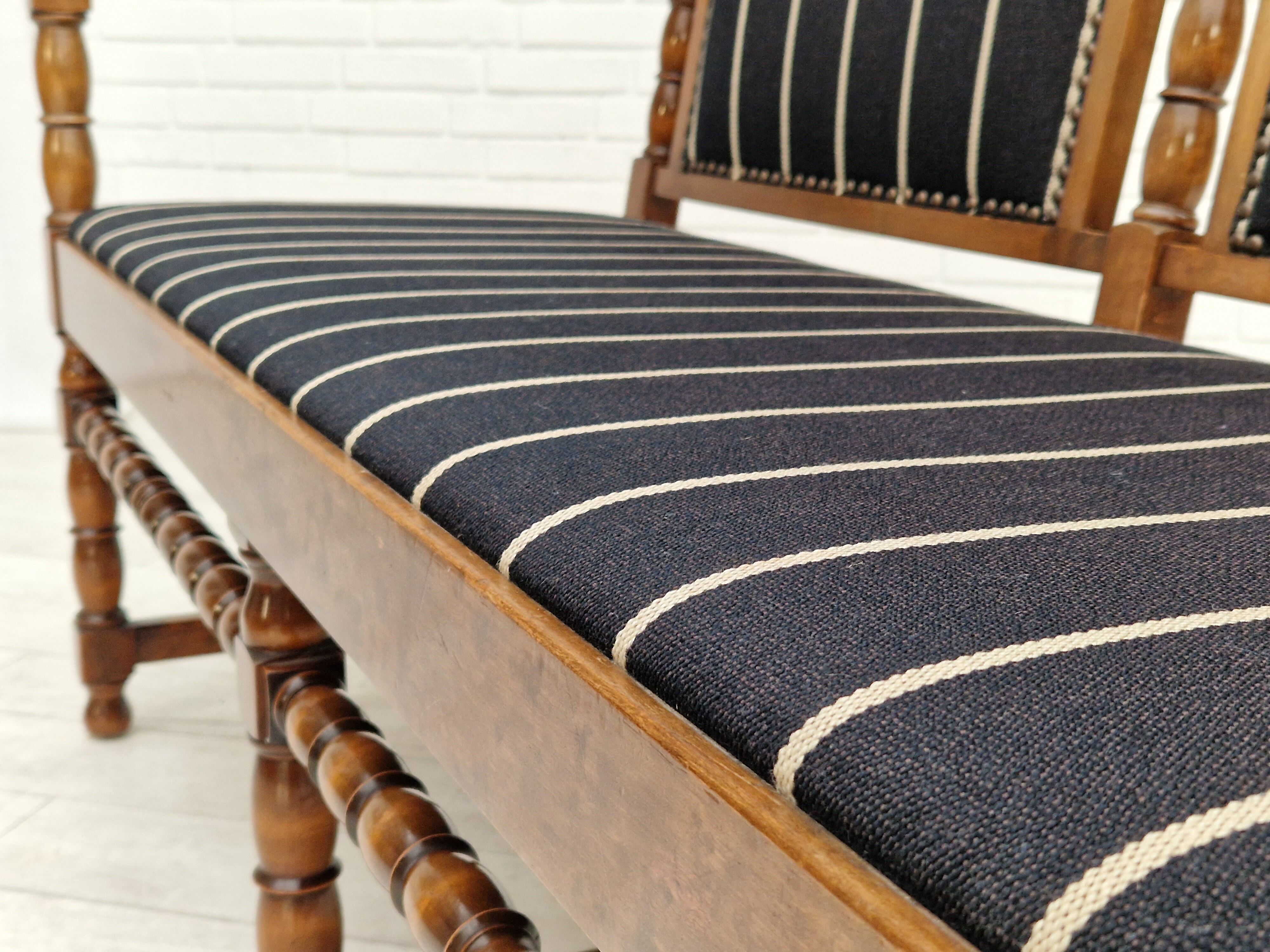 1950s, Scandinavian bench-sofa, ash wood, wool, original condition.