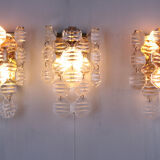 Crystal Wall Lamps set of 3 by J.T. Kalmar, 1960s