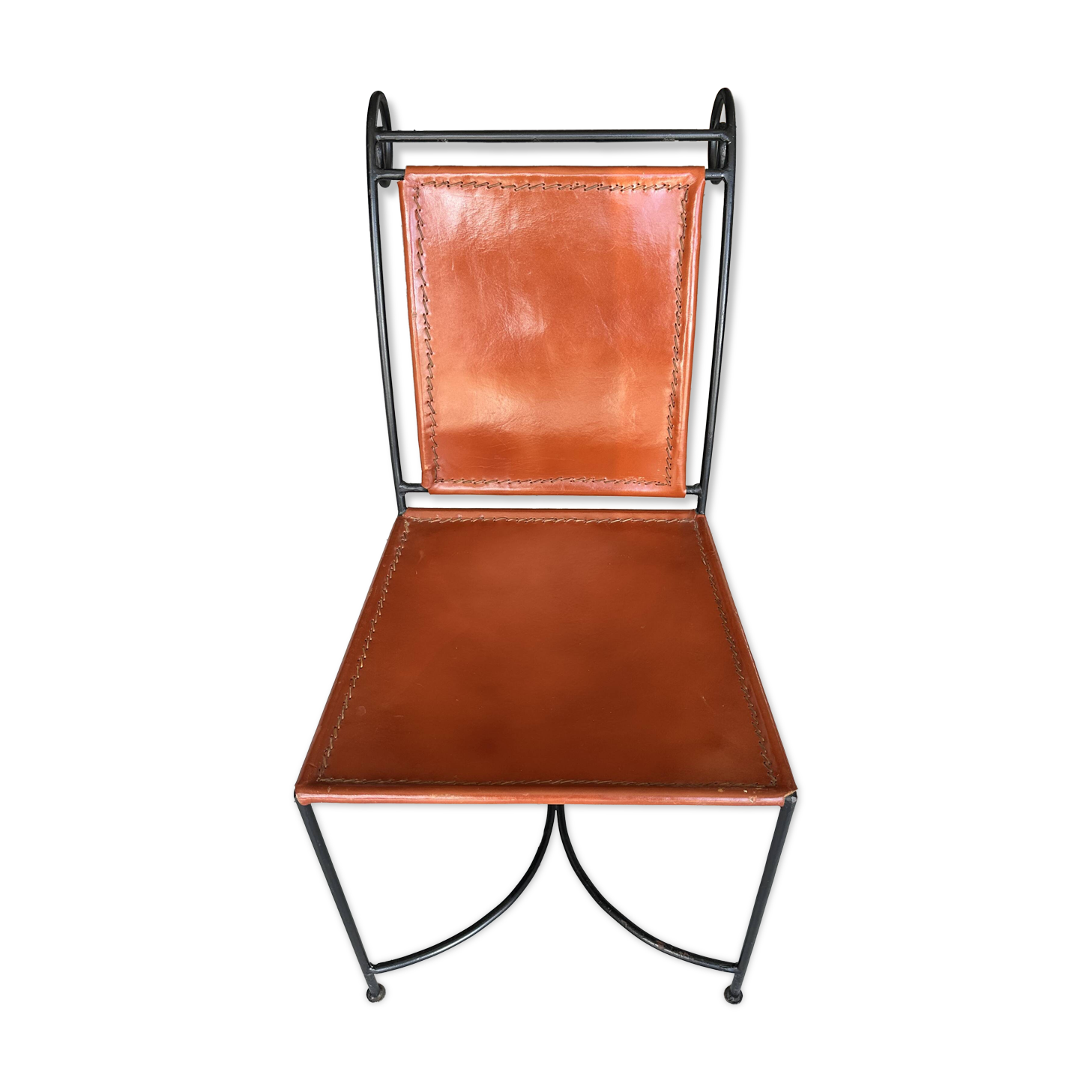Chair in leather and wrought iron