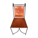 Chaise en cuir et fer forgé