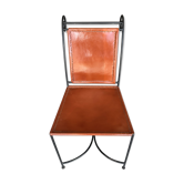 Chaise en cuir et fer forgé