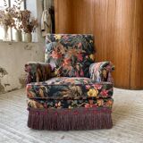 Fauteuil accoudoirs Jean Roche fleuri