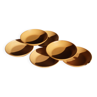 Set of 6 deep plates in stoneware, "Fermette" model, Sarreguemines France