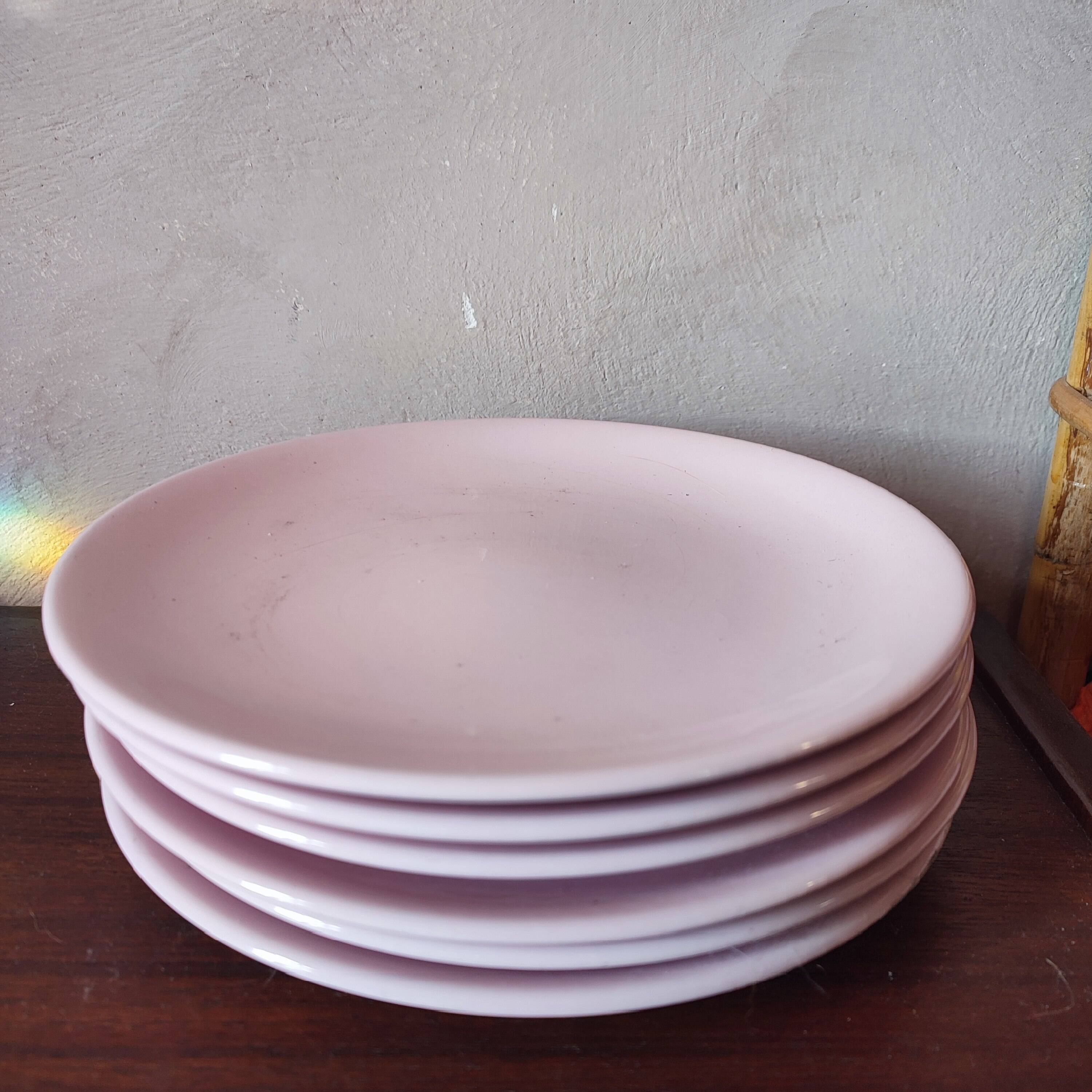 6 pink earthenware plates by Niderwiller