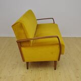 Velvet Daybed Sofa with fold-out function, 1950s