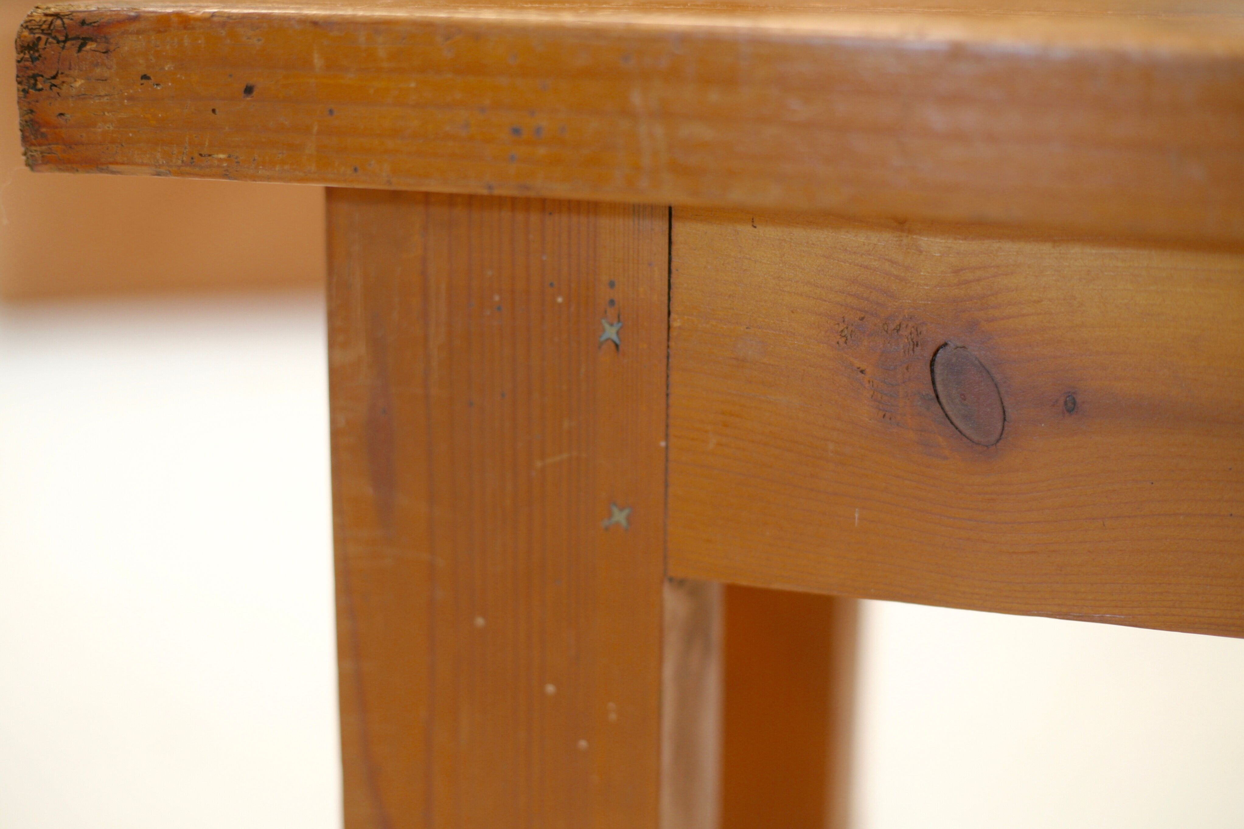 Pair of brutalist benches. Wood. France. Circa 1960.