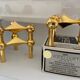 Series of 3 gold Nagel modular candlesticks