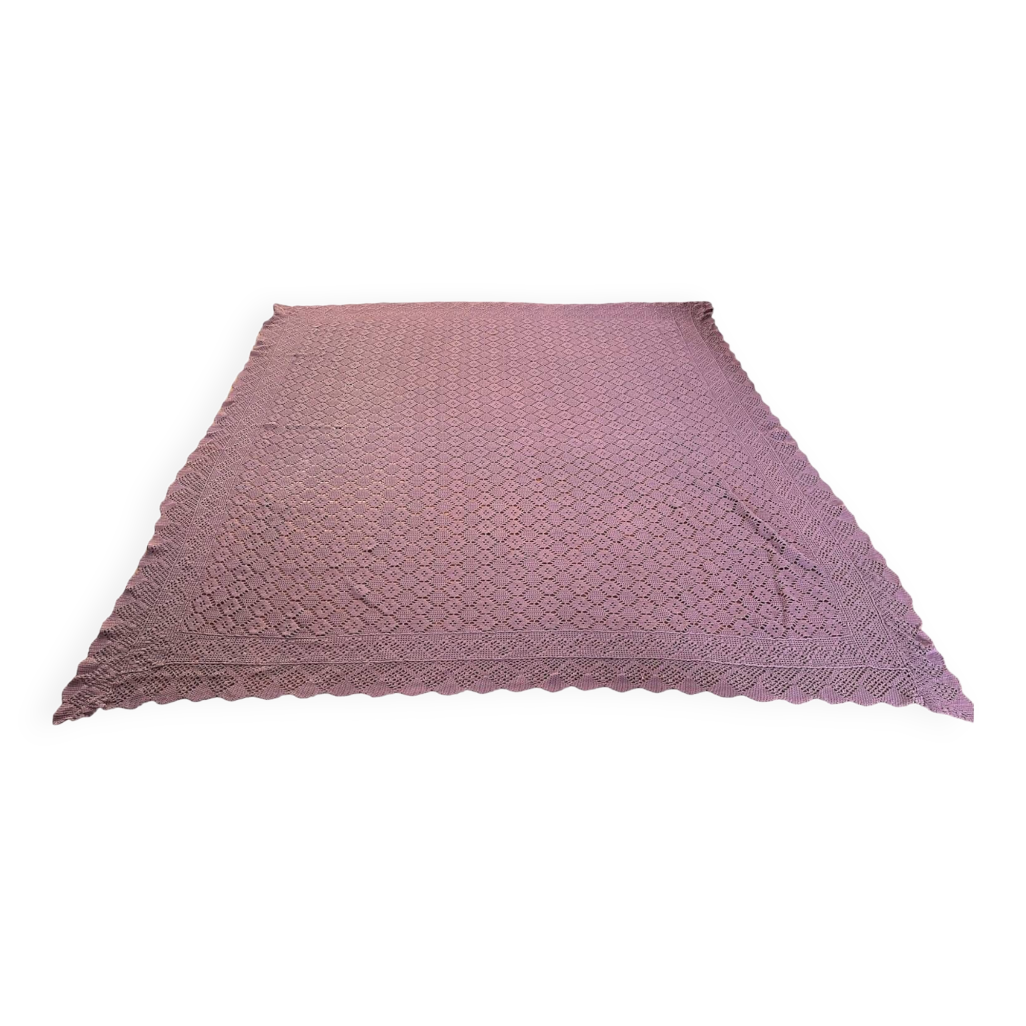 Vintage mauve lilac crocheted bedspread