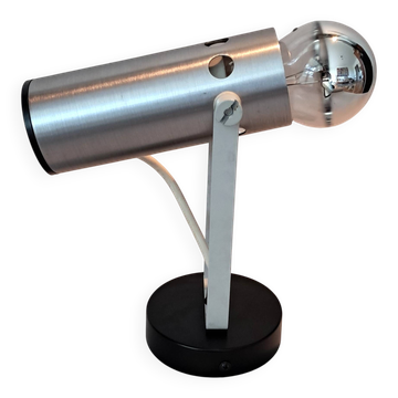 Modernist adjustable wall light in brushed aluminium, 1970s Vintage.