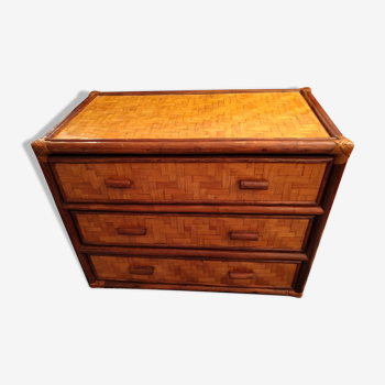 Rattan wood chest of drawers