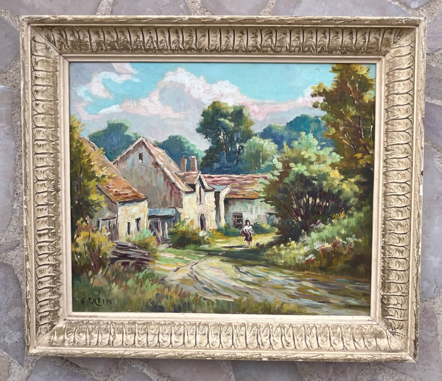 Tableau : Huile sur toile - paysage animé