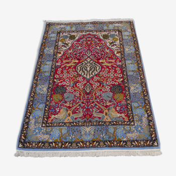 Isfahan handmade persian wool and silk carpet 168 x 112