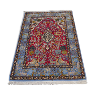 Isfahan handmade persian wool and silk carpet 168 x 112